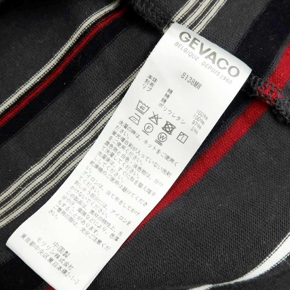 【中古】ゲバコ GEVACO コットン ボーダー 長袖ポロシャツ グレーxレッド【 42 】【 状態ランクB 】【 メンズ 】