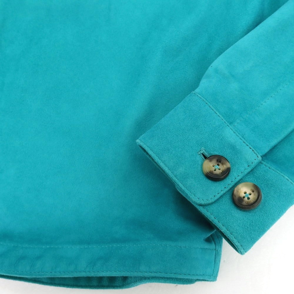 【中古】サンニーノ SANNINO スエード ダブルジップ レザーブルゾン ターコイズ【 50(紙タグ参照) 】【 状態ランクC 】【 メンズ 】