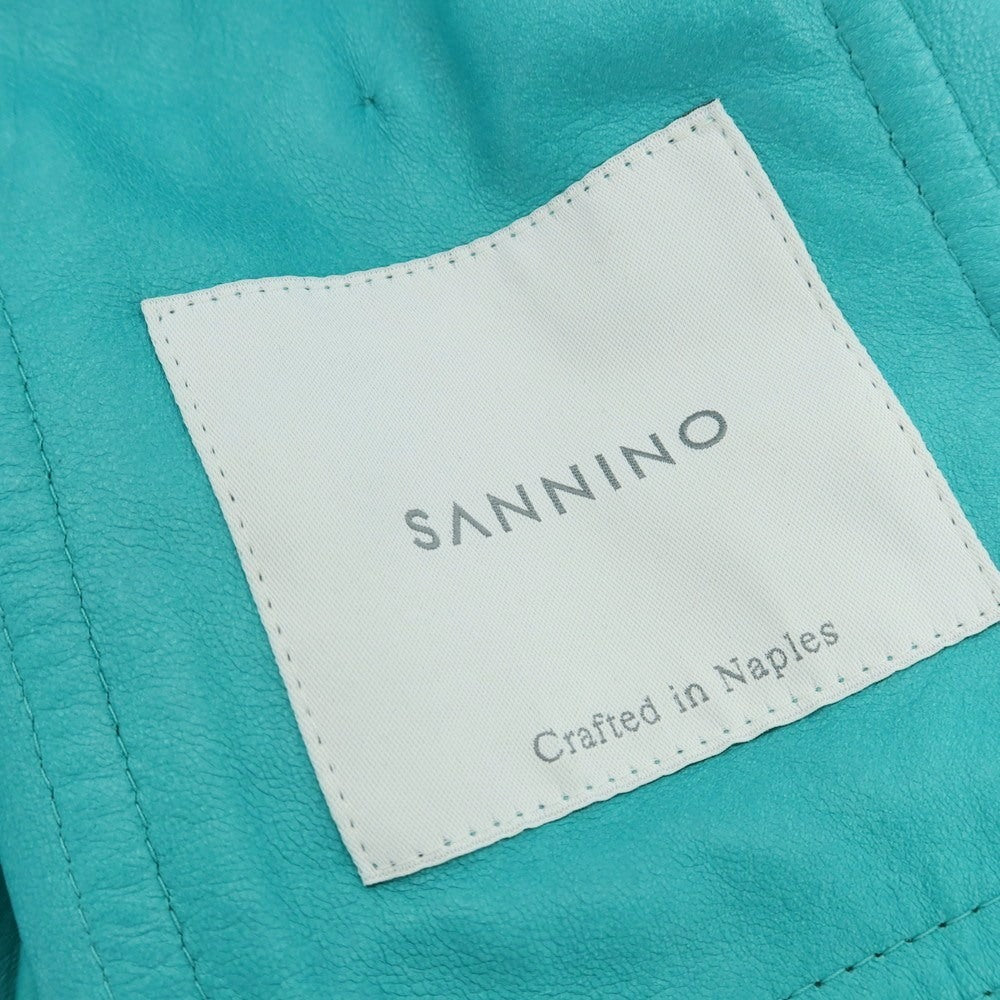 【中古】サンニーノ SANNINO スエード ダブルジップ レザーブルゾン ターコイズ【 50(紙タグ参照) 】【 状態ランクC 】【 メンズ 】