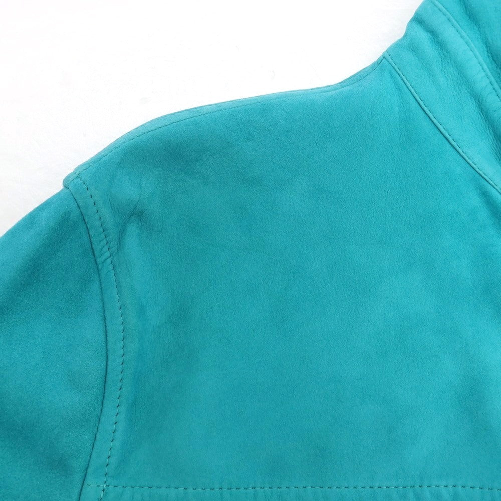 【中古】サンニーノ SANNINO スエード ダブルジップ レザーブルゾン ターコイズ【 50(紙タグ参照) 】【 状態ランクC 】【 メンズ 】