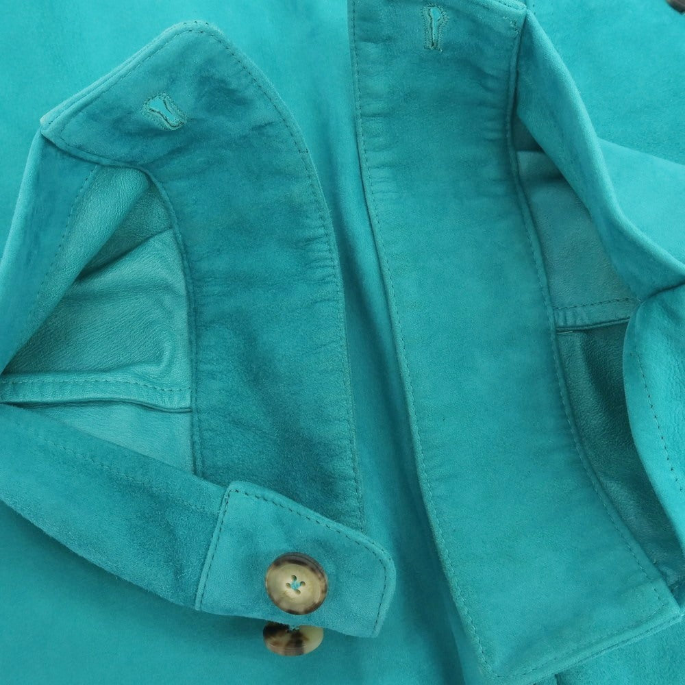 【中古】サンニーノ SANNINO スエード ダブルジップ レザーブルゾン ターコイズ【 50(紙タグ参照) 】【 状態ランクC 】【 メンズ 】