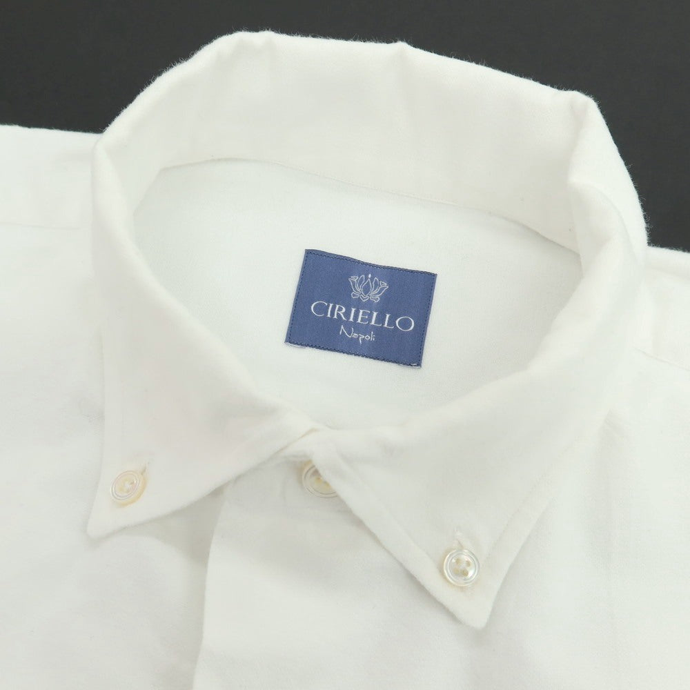【中古】チリエッロ CIRIELLO コットン ボタンダウン カジュアルシャツ ホワイト【サイズオーダー品(M位)】【 状態ランクB 】【 メンズ 】