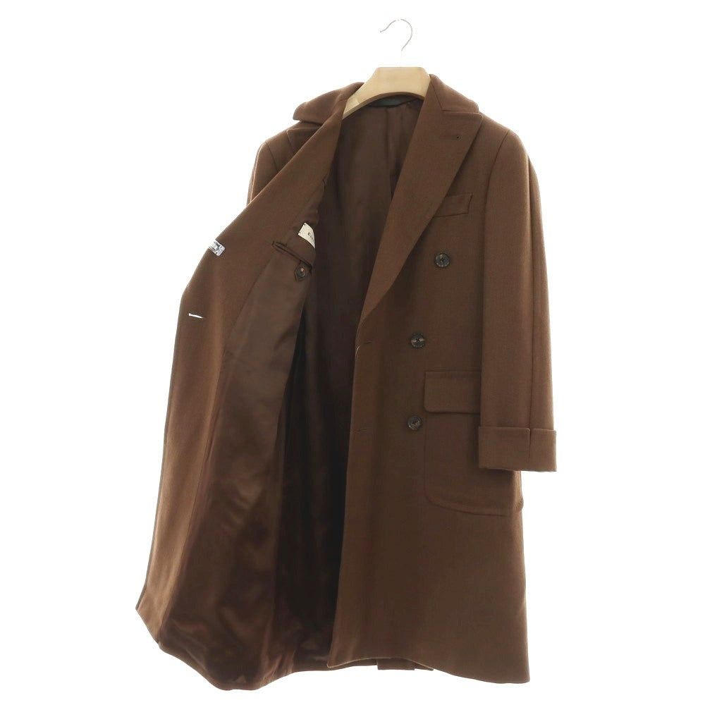 【中古】カルーゾ CARUSO ウール ダブルブレストコート ブラウン【 44 】【 状態ランクC 】【 メンズ 】
