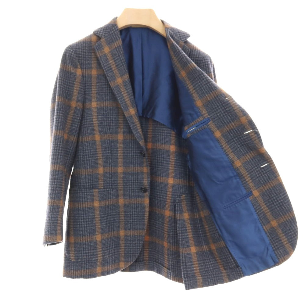【中古】デペトリロ DE PETRILLO ウール チェック 3B テーラードジャケット ネイビーxグレー【 44 】【 状態ランクB 】【 メンズ 】