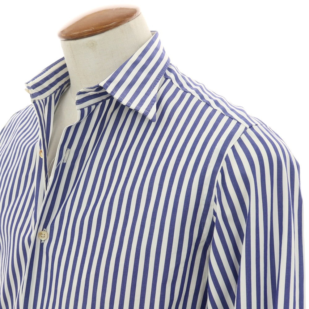 【中古】スティレ ラティーノ STILE LATINO コットン ストライプ レギュラーカラー ドレスシャツ ホワイトxネイビー【サイズ39】【 状態ランクC 】【 メンズ 】