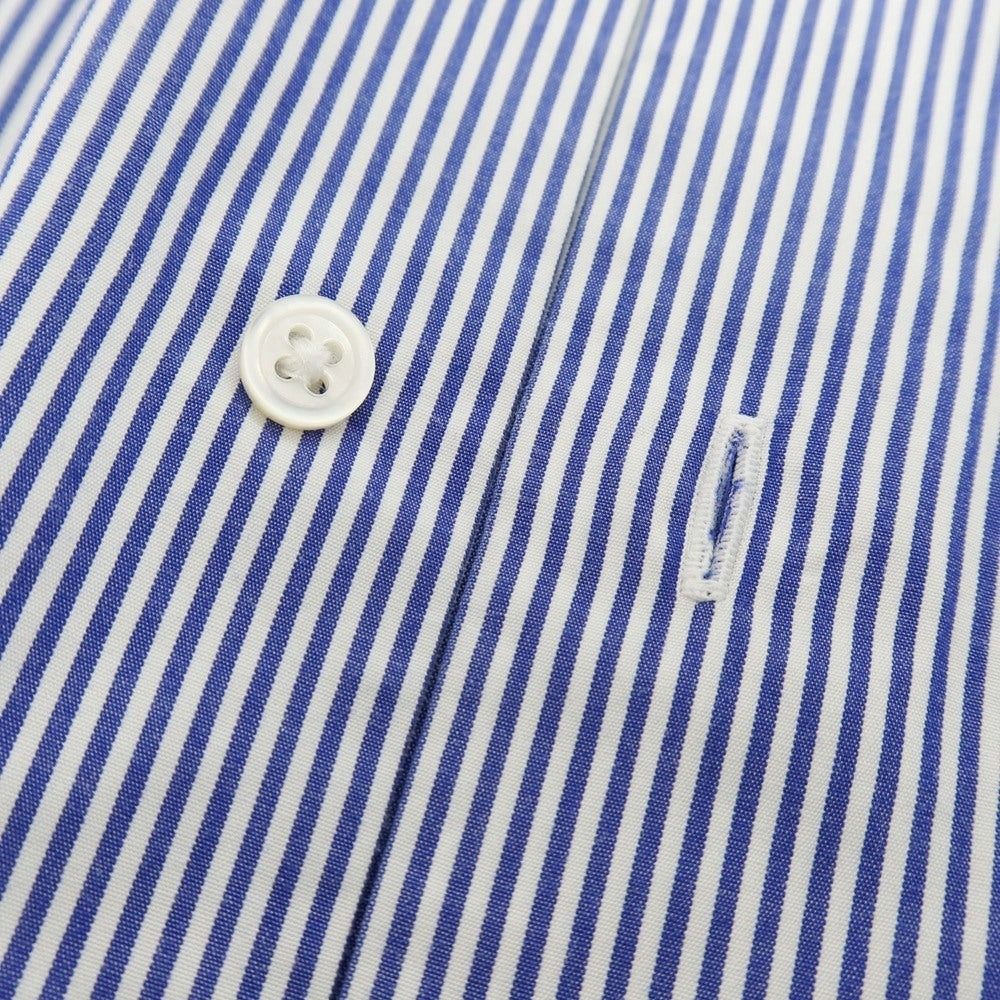 【中古】ビームスエフ BEAMS F コットン ストライプ セミワイドカラー ドレスシャツ ホワイトxネイビー【サイズ39】【 状態ランクC 】【 メンズ 】