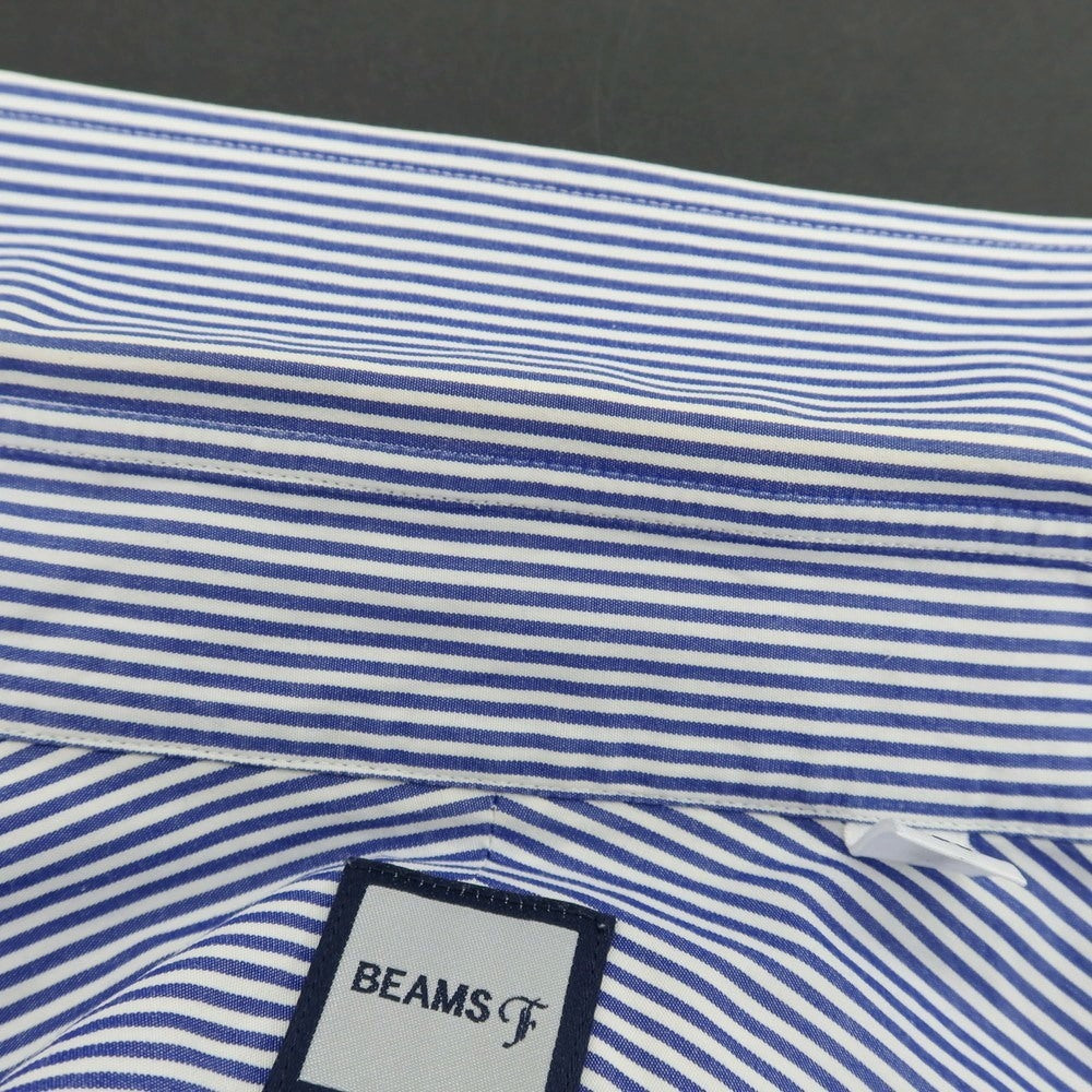 【中古】ビームスエフ BEAMS F コットン ストライプ セミワイドカラー ドレスシャツ ホワイトxネイビー【サイズ39】【 状態ランクC 】【 メンズ 】