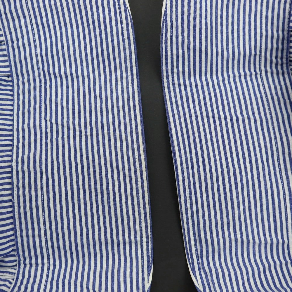 【中古】ビームスエフ BEAMS F コットン ストライプ セミワイドカラー ドレスシャツ ホワイトxネイビー【サイズ39】【 状態ランクC 】【 メンズ 】