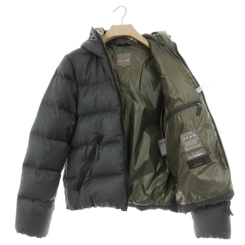 【中古】デュベティカ DUVETICA ウールカシミヤ フルジップ フーデッド ダウンジャケット グレー【 48 】【 状態ランクD 】【 メンズ 】
