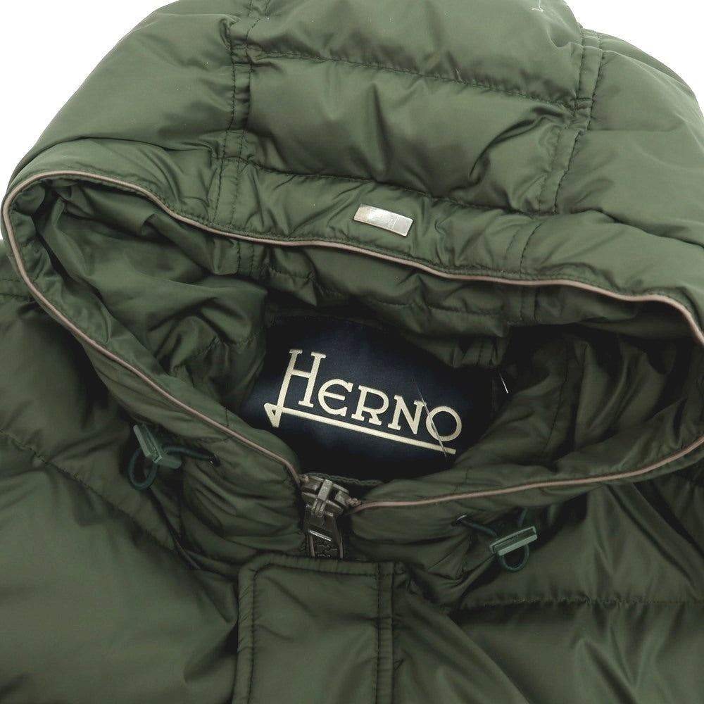 【中古】ヘルノ Herno POLAR-TECH ナイロン フーデッド ダウンコート グリーン【サイズ46】【 状態ランクB 】【 メンズ 】