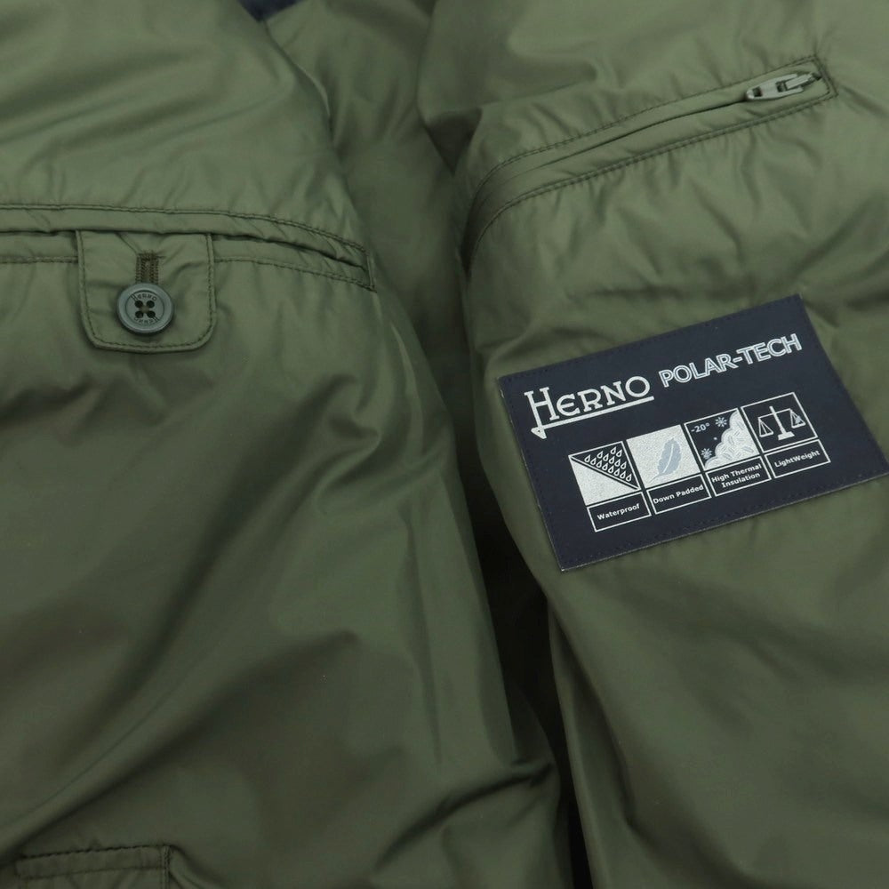 【中古】ヘルノ Herno POLAR-TECH ナイロン フーデッド ダウンコート グリーン【サイズ46】【 状態ランクB 】【 メンズ 】