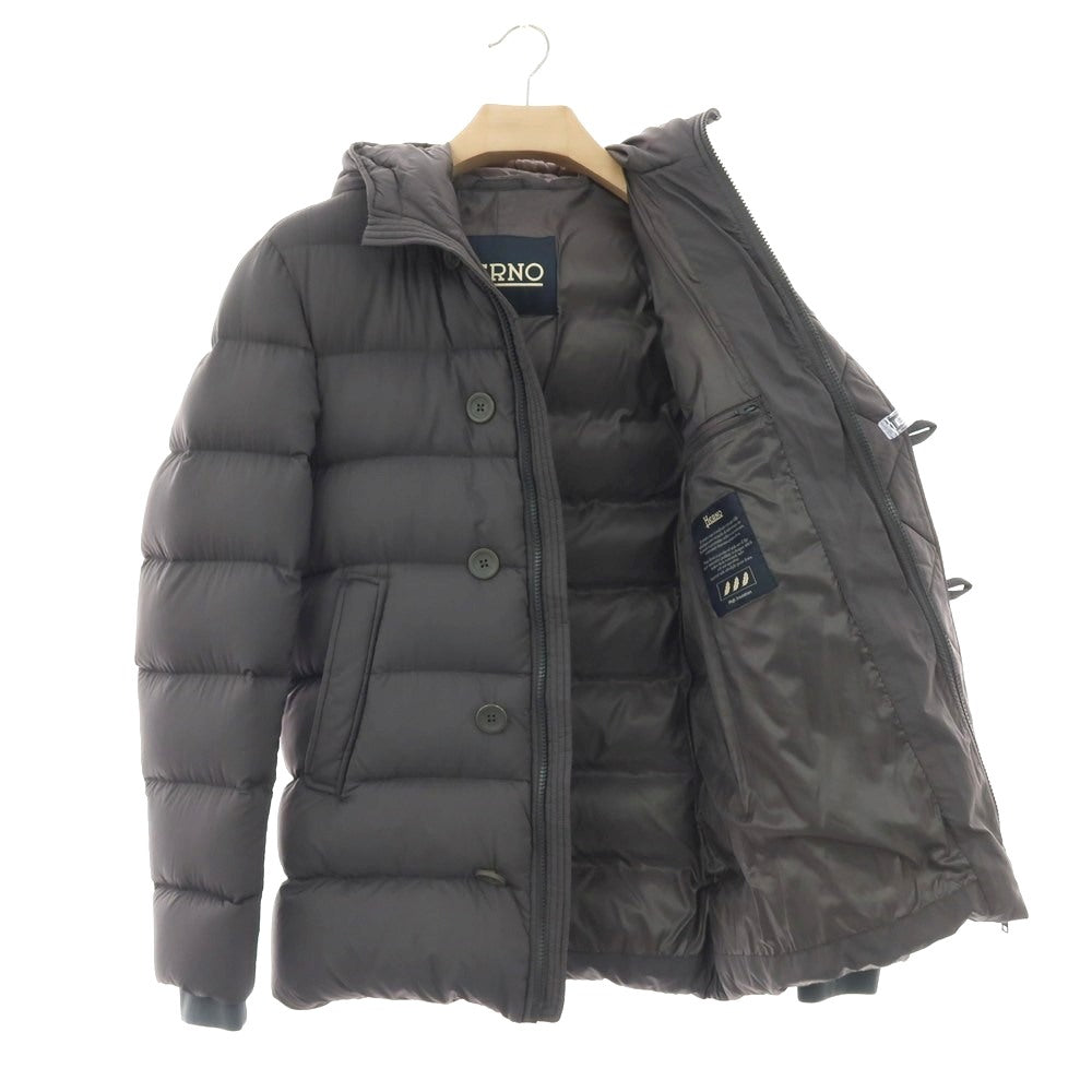 【中古】ヘルノ Herno ナイロンポリウレタン フーデッド ダウンコート グレー【サイズ46】【 状態ランクB 】【 メンズ 】