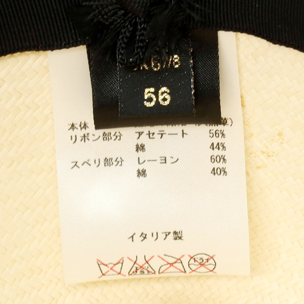 【中古】ボルサリーノ Borsalino ストローハット ベージュ【 56 】【 状態ランクD 】【 メンズ 】
