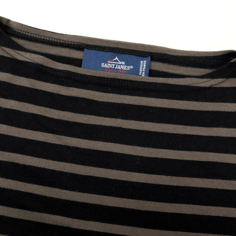 【中古】セントジェームス SAINT JAMES コットン ボーダー ボートネック 半袖Tシャツ ブラックxグレー【 5 】【 状態ランクB 】【 メンズ 】
