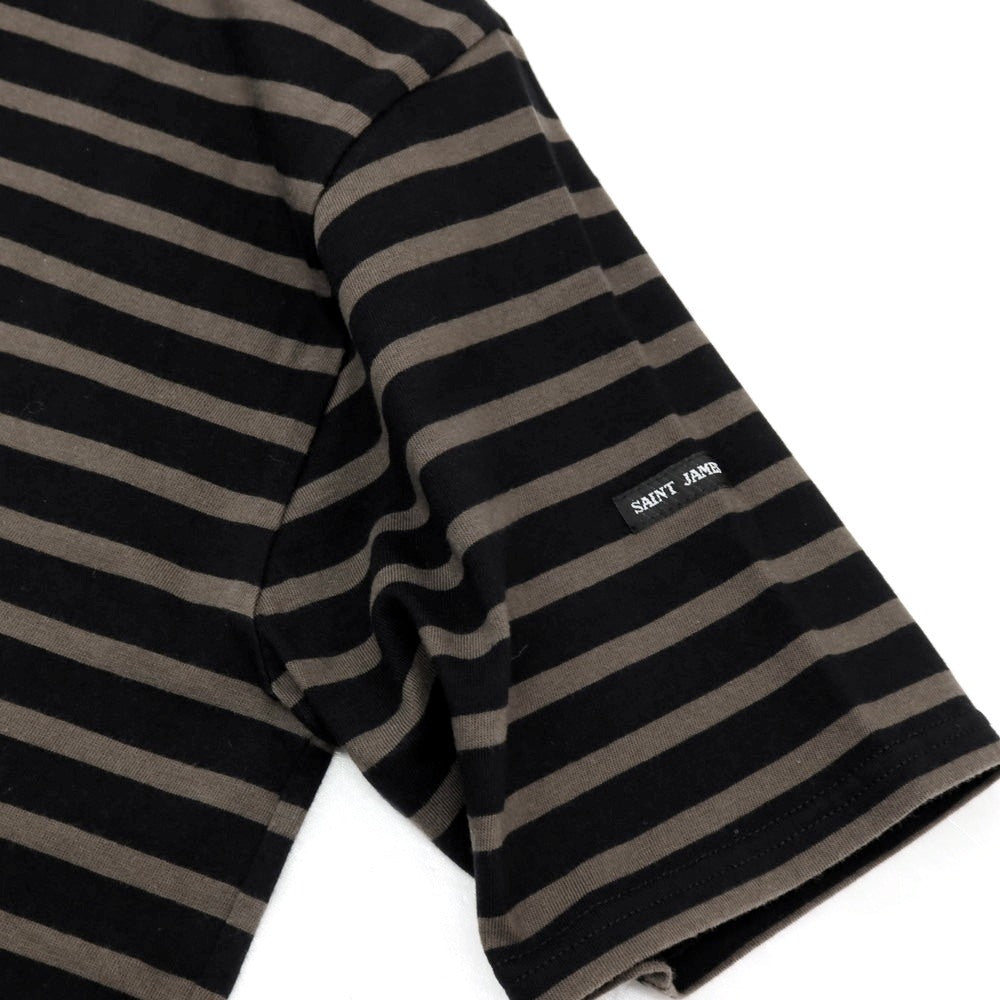 【中古】セントジェームス SAINT JAMES コットン ボーダー ボートネック 半袖Tシャツ ブラックxグレー【 5 】【 状態ランクB 】【 メンズ 】