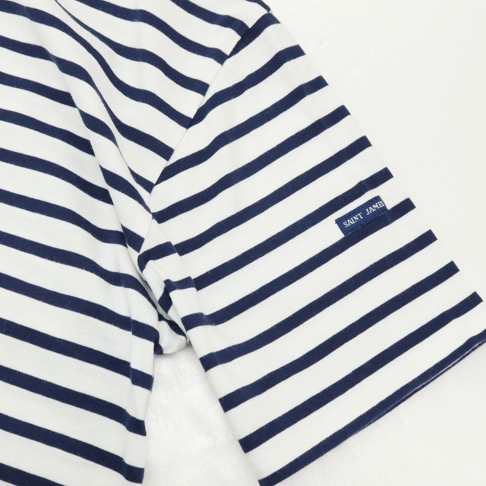 【中古】セントジェームス SAINT JAMES コットン ボーダー ボートネック 半袖Tシャツ ホワイトxネイビー【 5 】【 状態ランクB 】【 メンズ 】