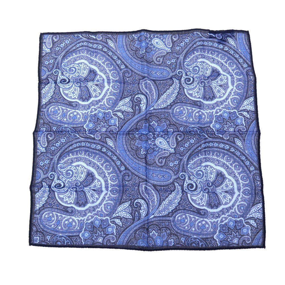 【中古】ステファノ カウ STEFANO CAU ウールシルク ペイズリー ポケットチーフ ネイビー【 状態ランクB 】【 メンズ 】