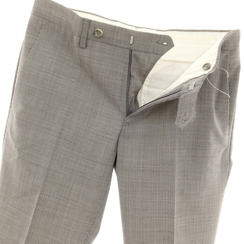 【中古】【未使用】インコテックス INCOTEX ウールポリエステルポリウレタン ドレススラックスパンツ グレーxレッド【サイズ44】【 状態ランクS 】【 メンズ 】