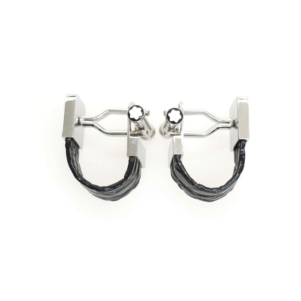 【中古】モンブラン MONTBLANC クロコダイル レザー カフリンクス カフス ブラックxシルバー【 状態ランクA 】【 メンズ 】