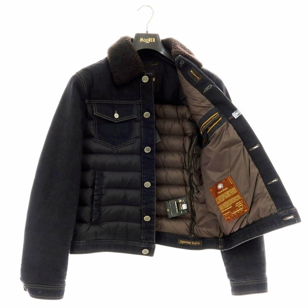 【新品】ムーレー MOORER MONDOR-FUR ファー デニム ダウンジャケット ブラック【 44 】【 状態ランクN 】【 メンズ 】