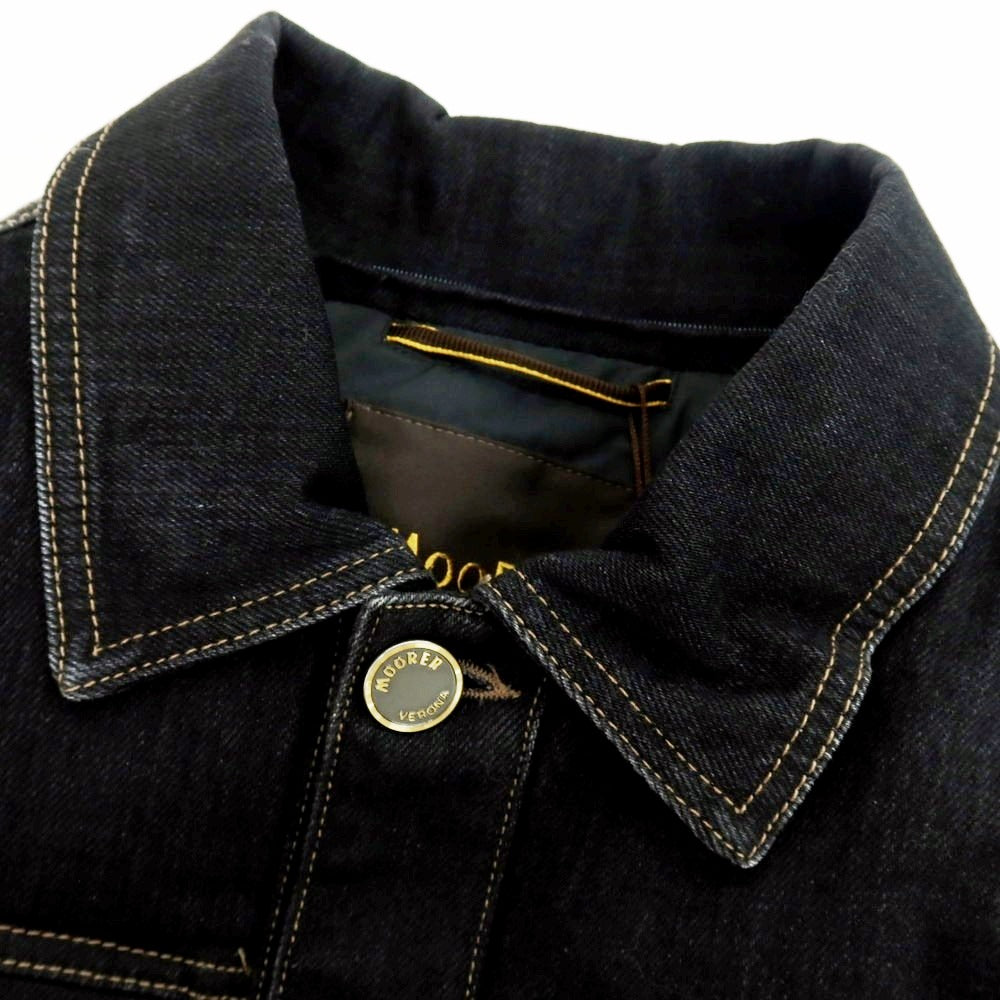 【新品】ムーレー MOORER MONDOR-FUR ファー デニム ダウンジャケット ブラック【 44 】【 状態ランクN 】【 メンズ 】