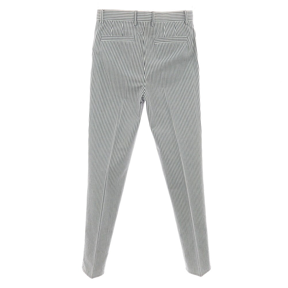 【新品】ブルネロクチネリ Brunello Cucinelli ストレッチ コットン ストライプ カジュアルスラックスパンツ ネイビーxホワイト【サイズ46】【 状態ランクN 】【 メンズ 】