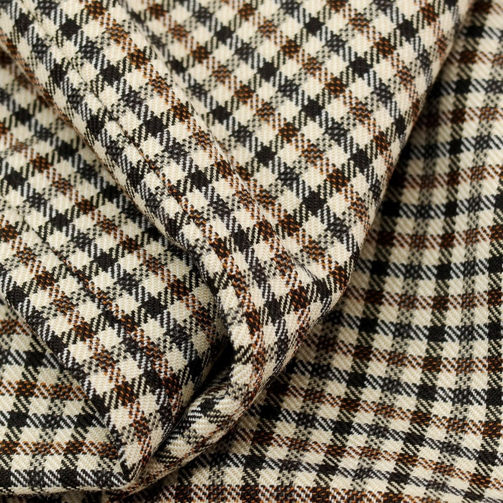 【新品アウトレット】アスペジ ASPESI ストレッチ ポリエステルウール チェック カジュアルスラックスパンツ ブラウン系xベージュ【 48 】【 状態ランクN- 】【 メンズ 】