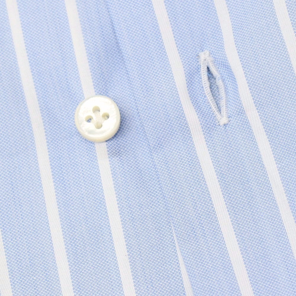 【新品】バルバ BARBA コットン ストライプ ワイドカラー ドレスシャツ ライトブルーxホワイト【 39 】【 状態ランクN 】【 メンズ 】