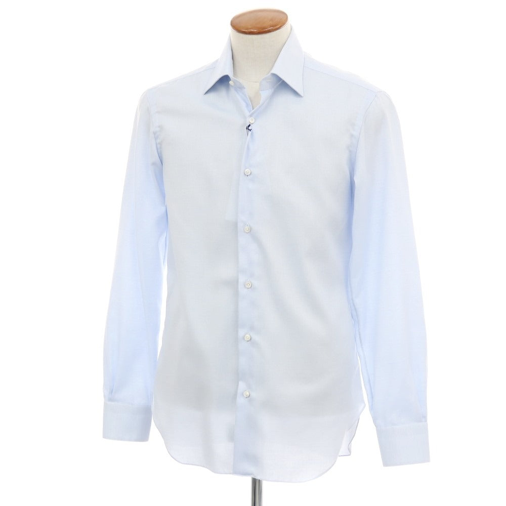 【新品】バルバ BARBA コットン レギュラーカラー ドレスシャツ ライトブルーxホワイト【 39 】【 状態ランクN 】【 メンズ 】