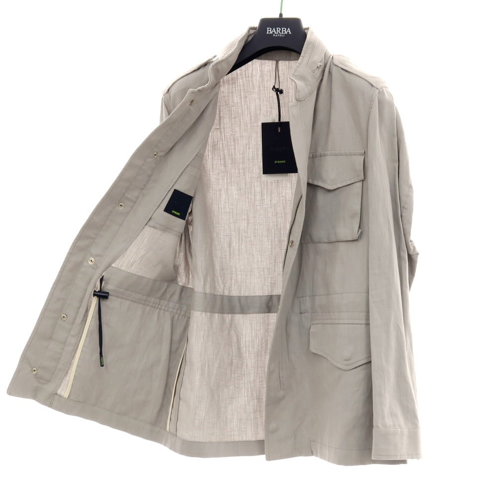 【新品】バルバ BARBA SAHARA コットンリネン ミリタリージャケット ライトグレー【 48 】【 状態ランクN 】【 メンズ 】