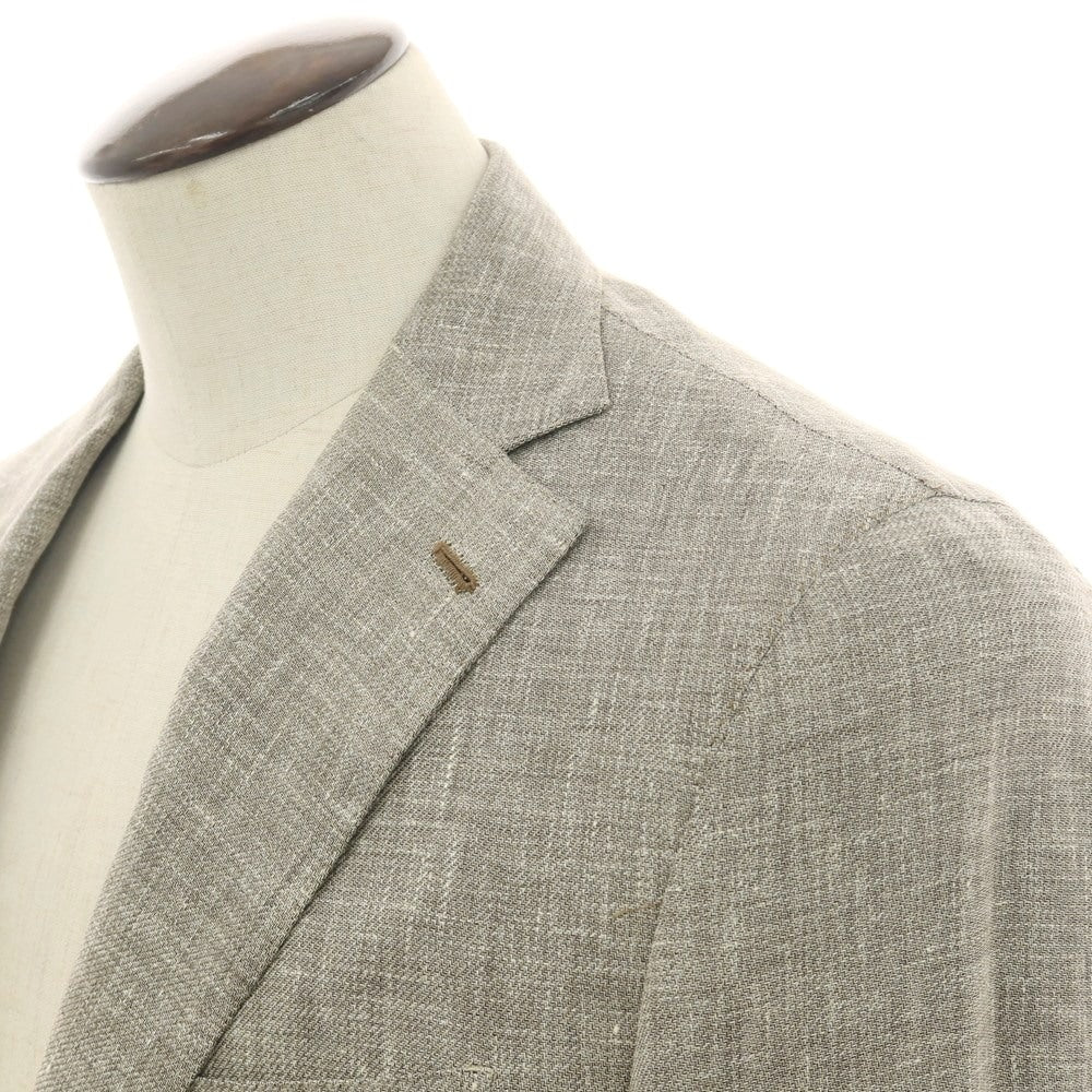 【新品】バルバ BARBA リネンウールシルク 3B カジュアルジャケット グレージュ【 52 】【 状態ランクN 】【 メンズ 】