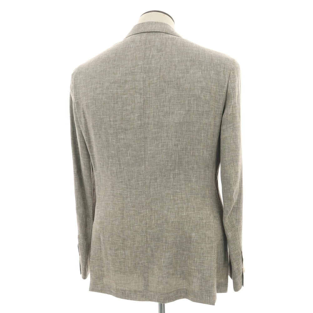 【新品】バルバ BARBA リネンウールシルク 3B カジュアルジャケット グレージュ【 52 】【 状態ランクN 】【 メンズ 】