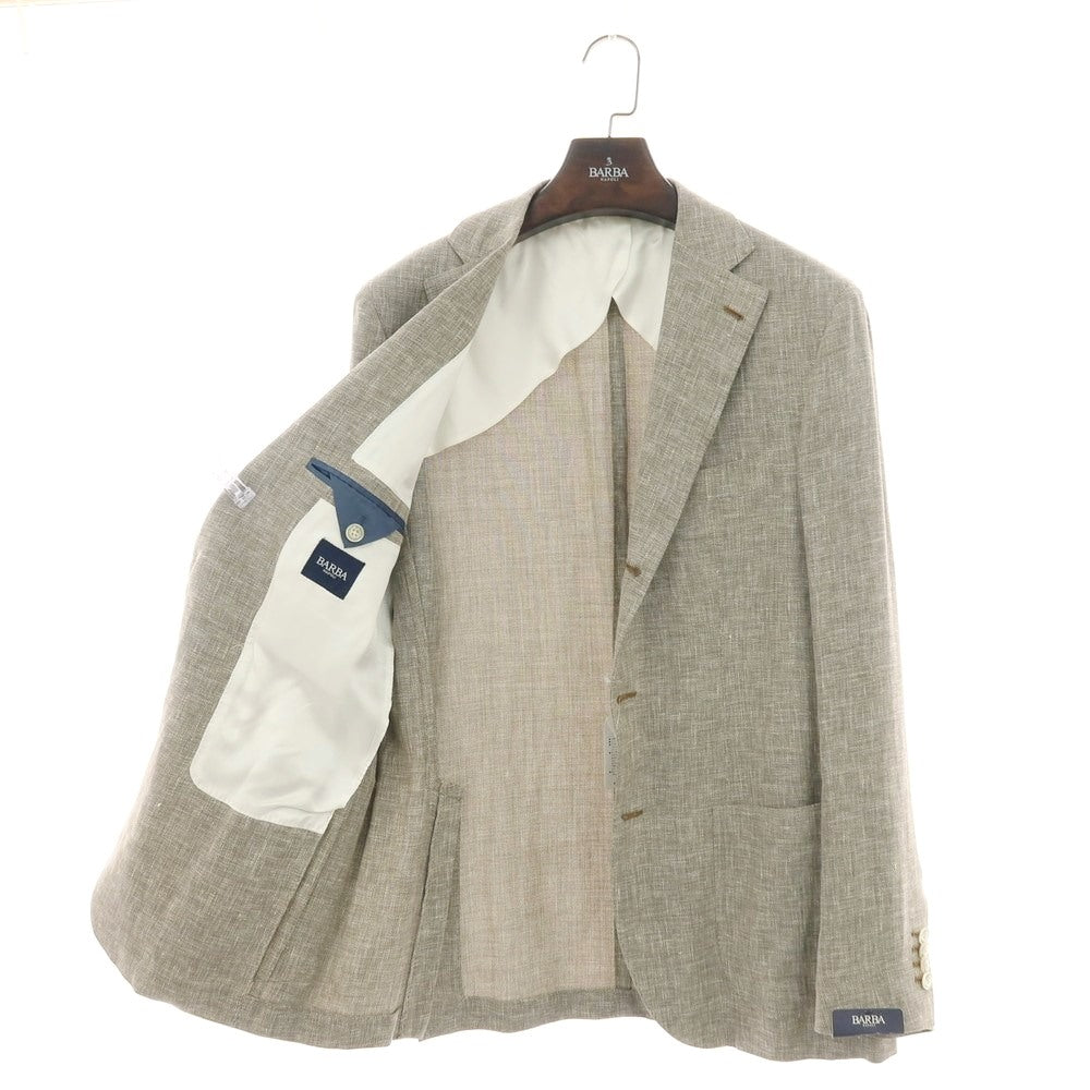 【新品】バルバ BARBA リネンウールシルク 3B カジュアルジャケット グレージュ【 52 】【 状態ランクN 】【 メンズ 】