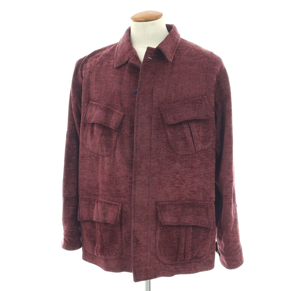 【新品】ジャンネット giannetto アクリルコットン ヘリンボーン カバーオール ワイン【 48 】【 状態ランクN 】【 メンズ 】