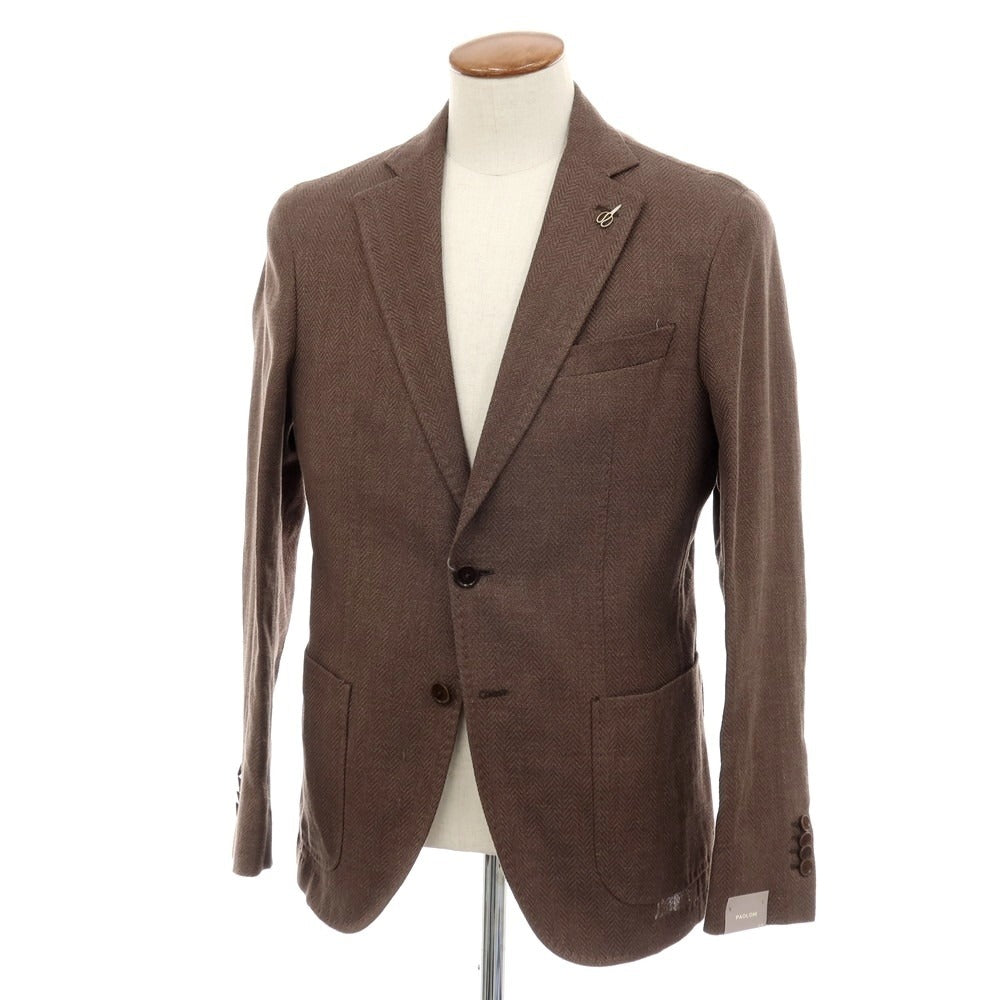 【新品アウトレット】パオローニ PAOLONI リネンコットン カジュアルジャケット ブラウン系【 48 】【 状態ランクN- 】【 メンズ 】