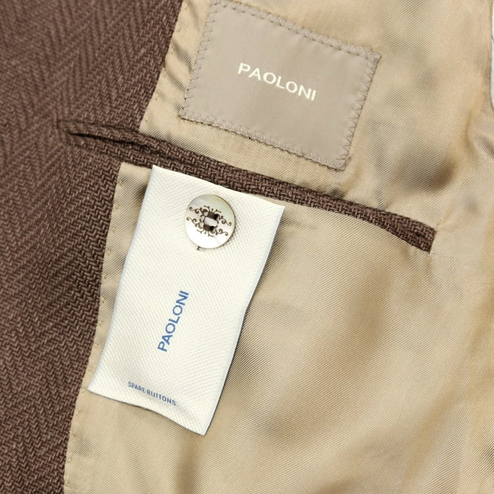 【新品アウトレット】パオローニ PAOLONI リネンコットン カジュアルジャケット ブラウン系【 48 】【 状態ランクN- 】【 メンズ 】