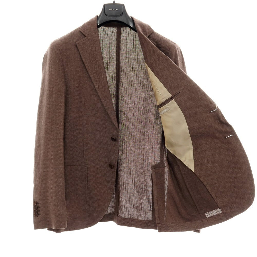 【新品】パオローニ PAOLONI リネンコットン カジュアルジャケット ブラウン系【 50 】【 状態ランクN 】【 メンズ 】