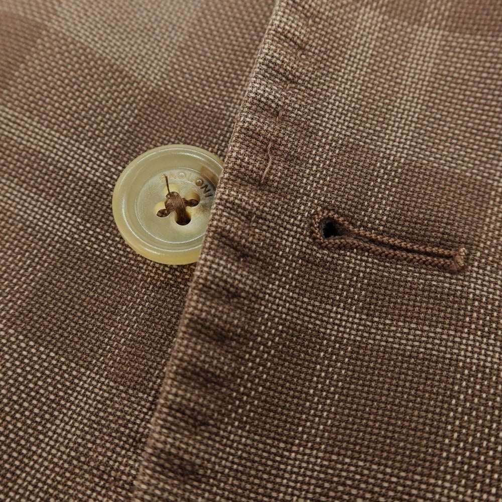 【新品】パオローニ PAOLONI コットンテンセル チェック 3B カジュアルジャケット ブラウン【 50 】【 状態ランクN 】【 メンズ 】