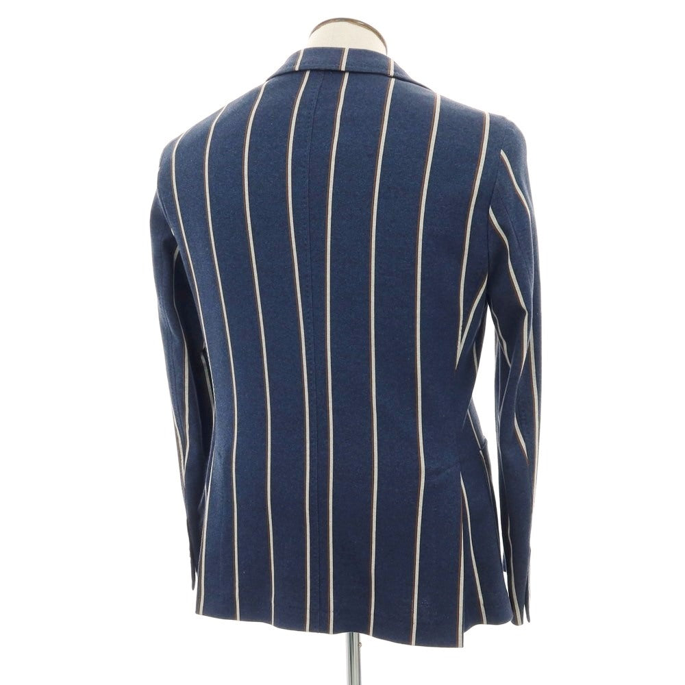 【新品】パオローニ PAOLONI コットン ジャージー ストライプ 3B カジュアルジャケット ネイビー【 50 】【 状態ランクN 】【 メンズ 】