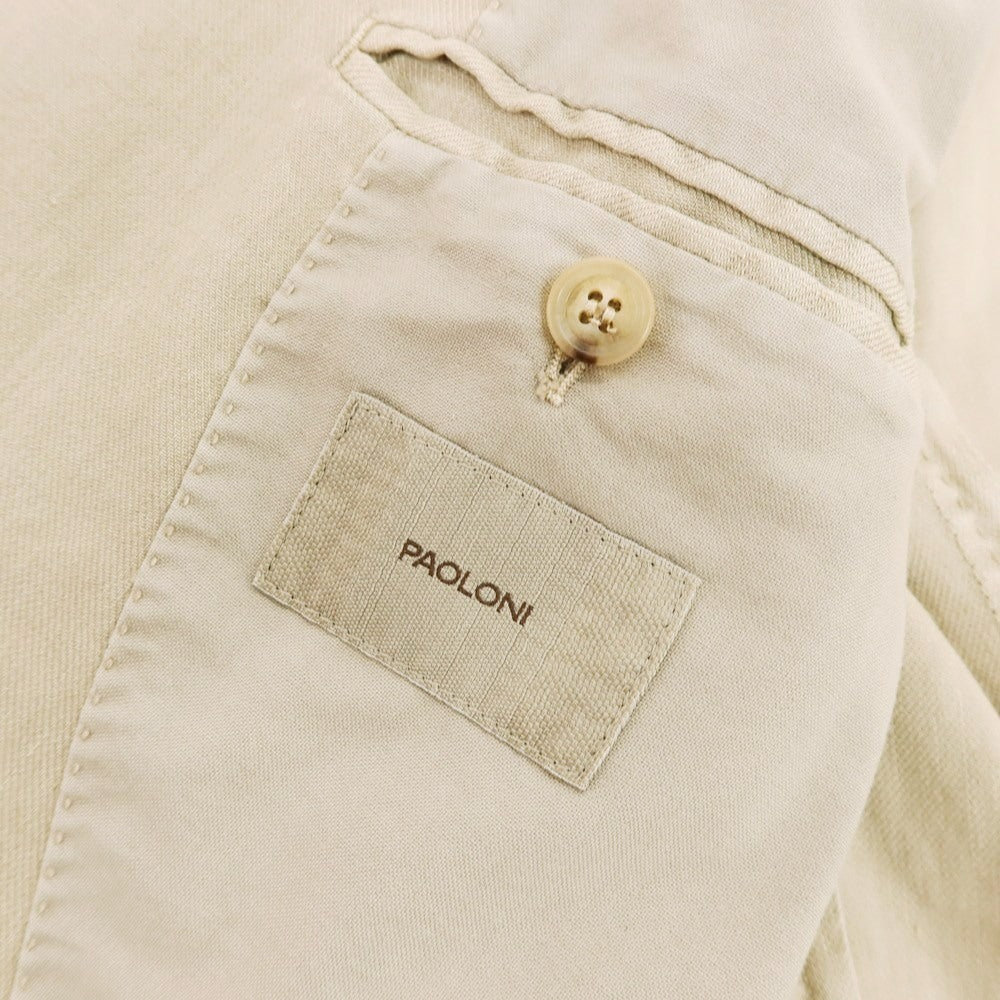【新品】パオローニ PAOLONI ストレッチ リネンコットン ダブル6B カジュアルジャケット ベージュ【 50 】【 状態ランクN 】【 メンズ 】