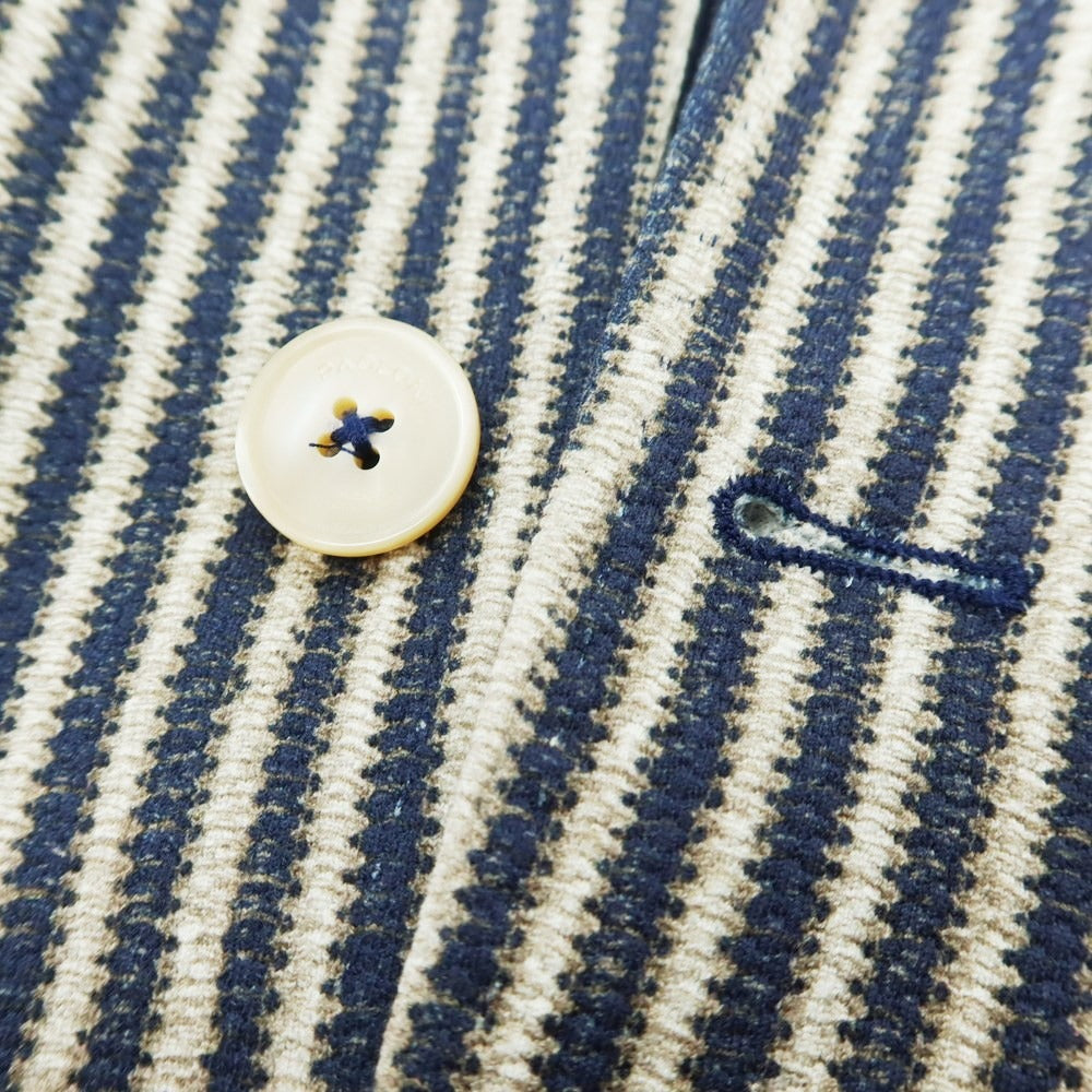 【新品】パオローニ PAOLONI コットン ジャージー ストライプ プリント 2B カジュアルジャケット ネイビー系【サイズ52】【 状態ランクN 】【 メンズ 】