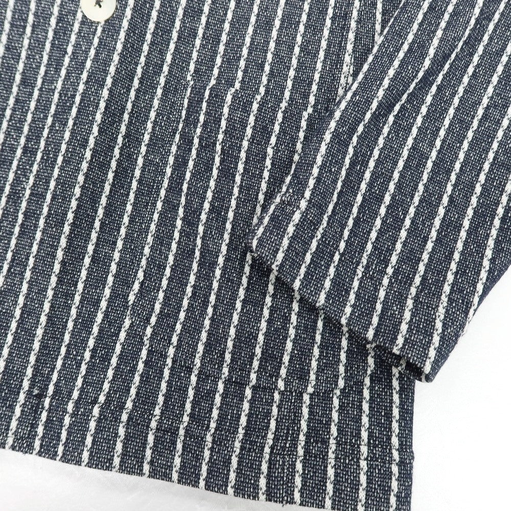 【新品】パオローニ PAOLONI コットンポリエステル ジャージー ストライプ ダブル4B カジュアルジャケット ダークネイビーxホワイト【サイズ50】【 状態ランクN 】【 メンズ 】