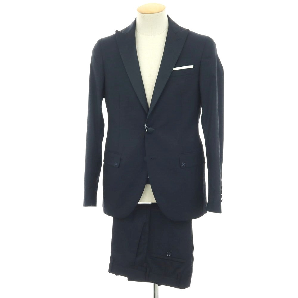 【新品】パオローニ PAOLONI Black Label ウールポリエステル チェック 2B フォーマルスーツ ネイビー【サイズ44】【 状態ランクN 】【 メンズ 】