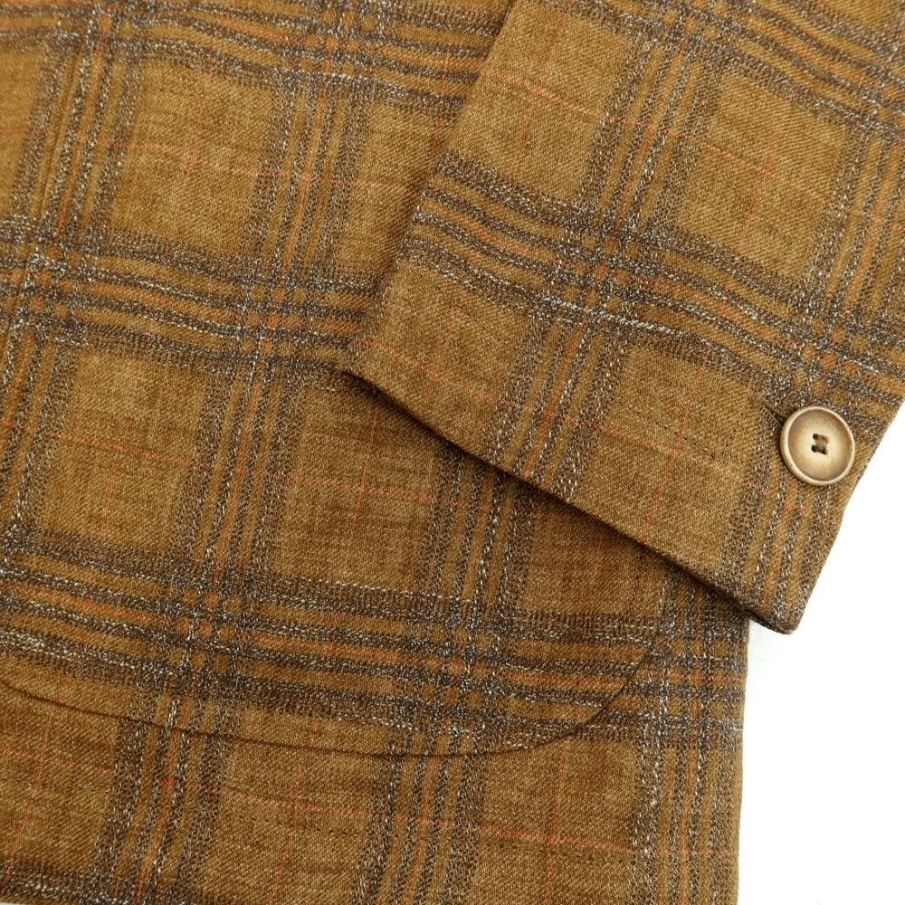 【新品】パオローニ PAOLONI リネンコットン チェック カバーオール ブラウン【 50 】【 状態ランクN 】【 メンズ 】