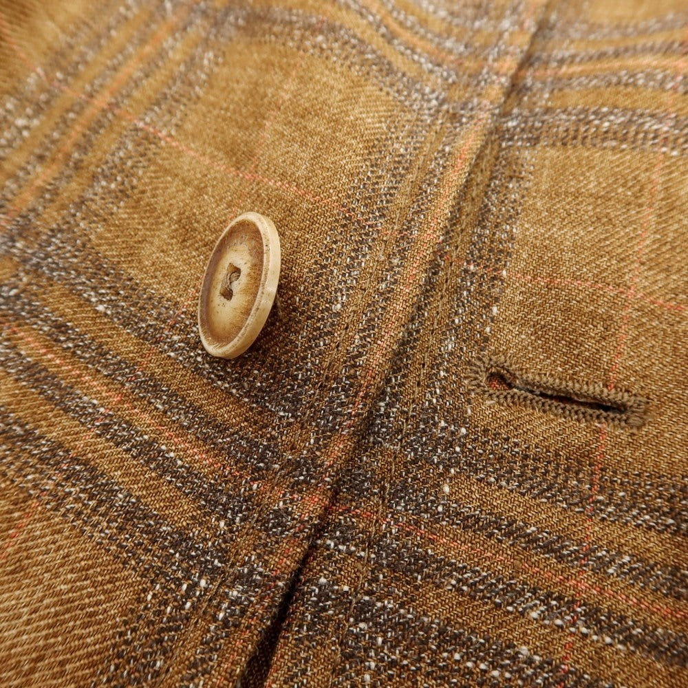 【新品】パオローニ PAOLONI リネンコットン チェック カバーオール ブラウン【 50 】【 状態ランクN 】【 メンズ 】