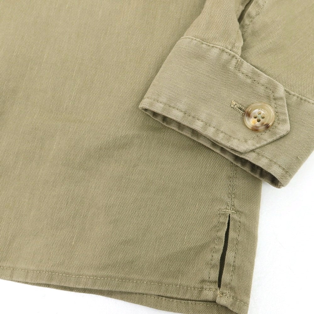 【新品アウトレット】パオローニ PAOLONI ストレッチ リネンコットン カジュアルシャツ カーキ【サイズ48】【 状態ランクN- 】【 メンズ 】