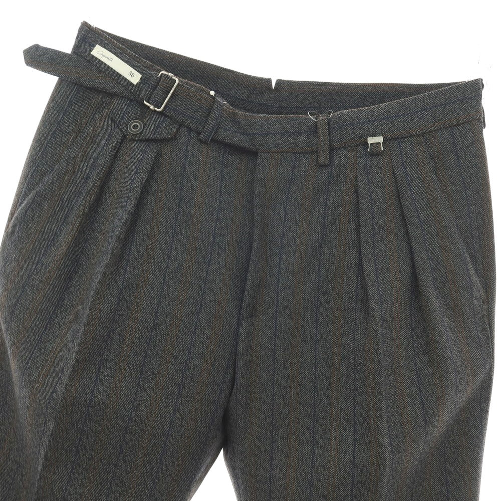 【新品】パオローニ PAOLONI ウール ストライプ カジュアルスラックスパンツ グレーxブラック【サイズ50】【 状態ランクN 】【 メンズ 】