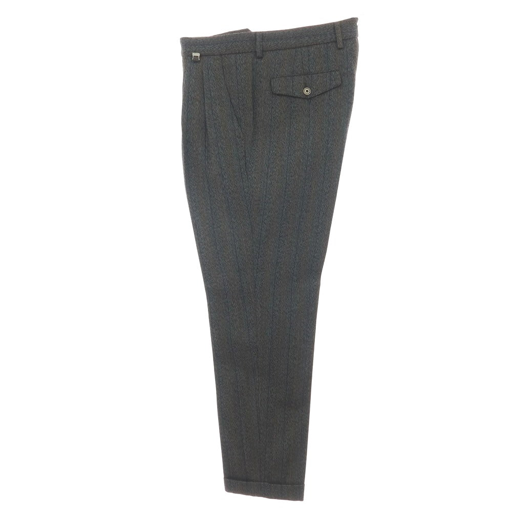 【新品】パオローニ PAOLONI ウール ストライプ カジュアルスラックスパンツ グレーxブラック【サイズ50】【 状態ランクN 】【 メンズ 】