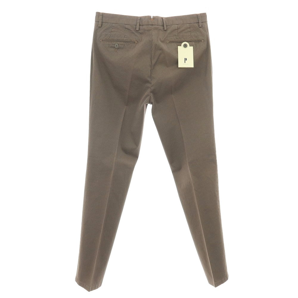 【新品アウトレット】パオローニ PAOLONI ストレッチ コットン 総柄 プリント カジュアルスラックスパンツ ブラウンxネイビー【サイズ50】【 状態ランクN- 】【 メンズ 】