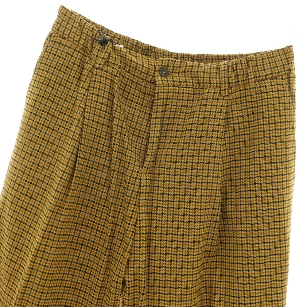 【新品】パオローニ PAOLONI テンセルコットン ジャージー チェック イージースラックスパンツ イエロー系xブラック【サイズ50】【 状態ランクN 】【 メンズ 】